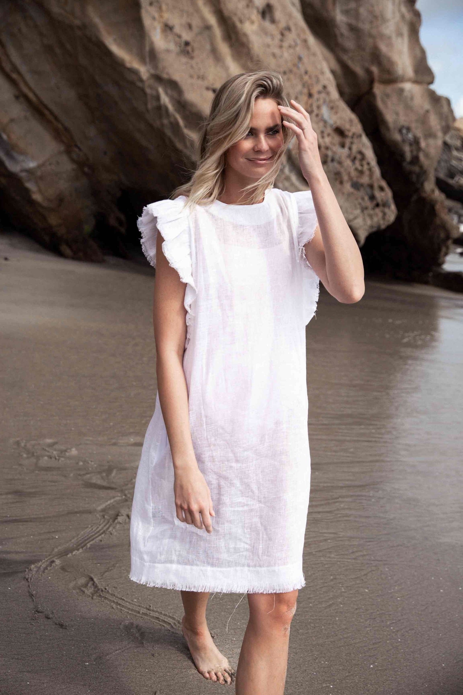 Ivy Lee Ruffle Summer White – Pearl Swimwear by Heather Fish